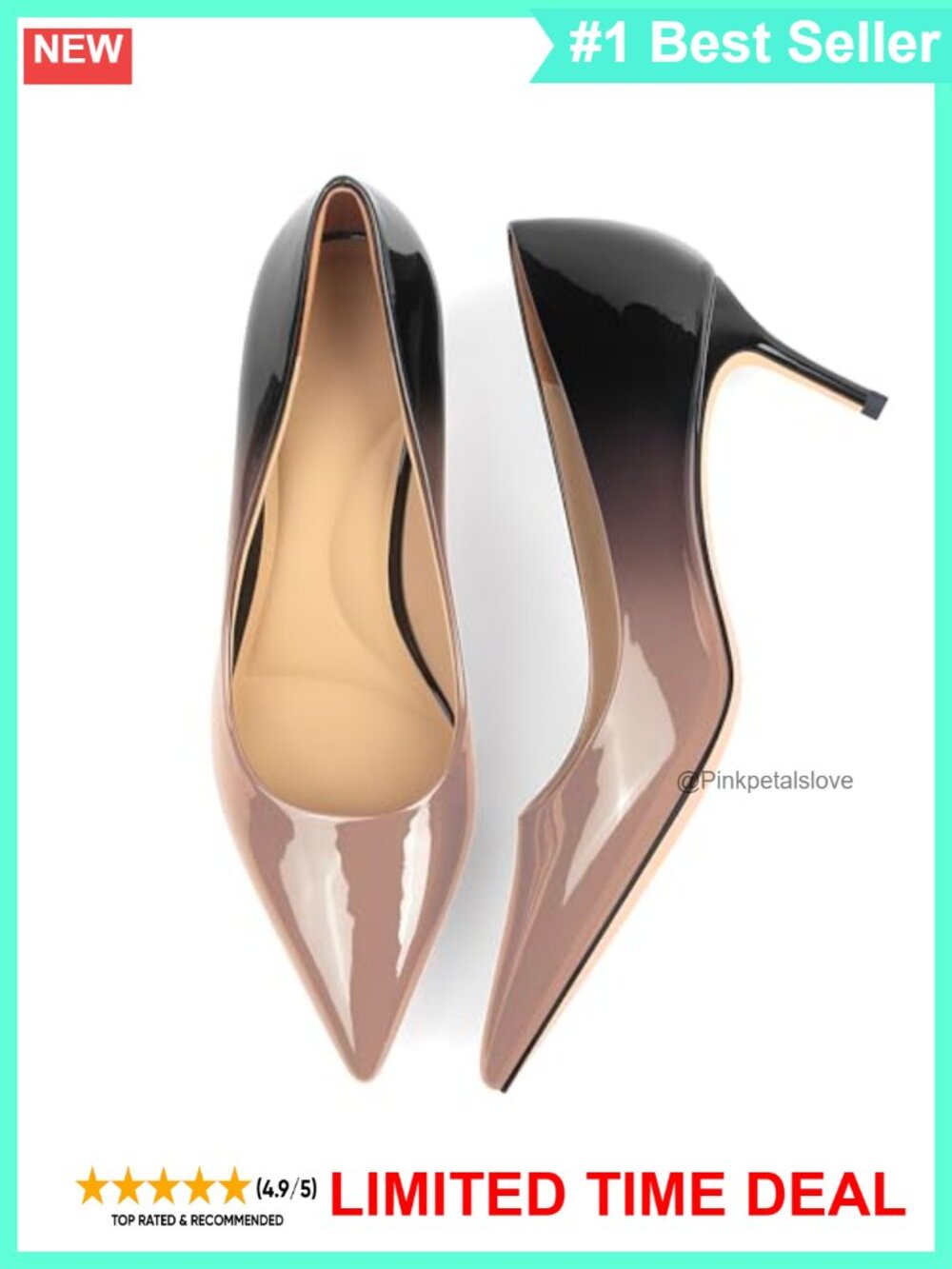 Gradient Patent Leather Kitten Heel Pumps Pointed Toe 2.25" Formal Dress Heels